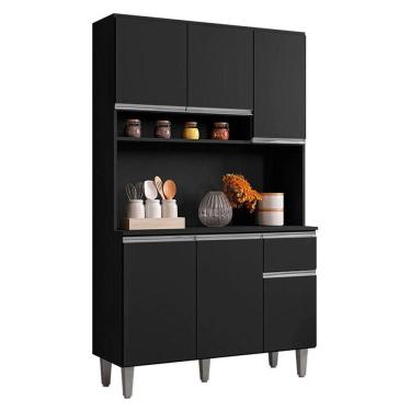 Imagem de Armário Para Cozinha Kit Márcia Preto Fosco - Ajl