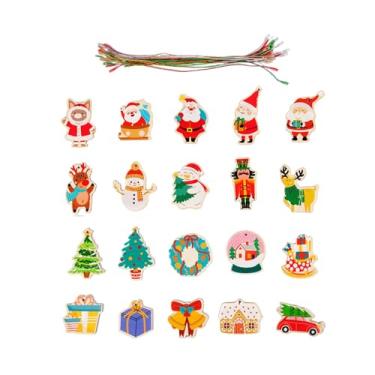 Imagem de shamjina Enfeite de árvore de Natal pendurado decoração pequeno artesanato de madeira bonito decoração de Natal pingente para portas escadas janela jardim