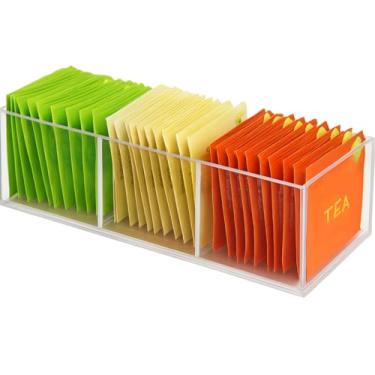 Imagem de Organizador de saquinhos de chá para suporte de saquinhos de chá: armazenamento de pacote de chá transparente para gaveta e armário de cozinha, acessórios portáteis de barra de chá para prateleira de