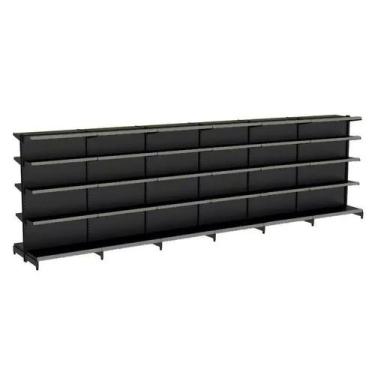 Imagem de Gondola Centro 170 Fit Ate 6 Metros Preto 60 Bandeja Pe Cinza - AMAPÁ