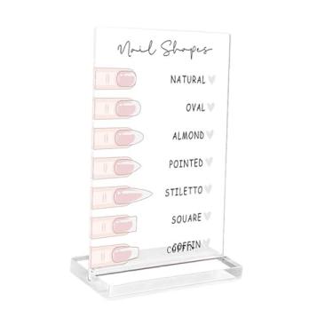 Imagem de harayaa Painel de acrílico de 2 mm para exibição de nail art, elegante e versátil, com base para fotos. Ideal para decorar seu ateliê de unhas, Claro