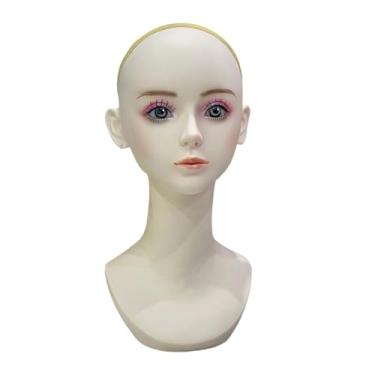 Imagem de Ysyqkn Cabeça de manequim feminina, estilização de cabeça de manequim, fabricação de perucas multifuncionais, suporte para exibição de joias, para brincos de