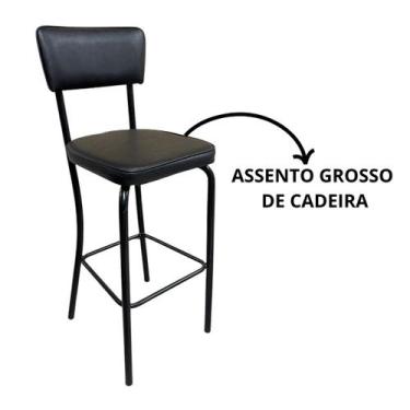 Imagem de Banqueta Olivia Altura 73cm para Bar e Cozinha Preta com Assento Confo