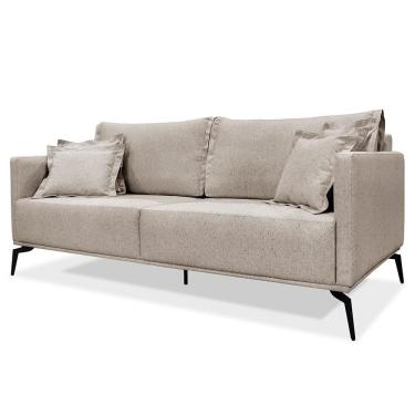 Imagem de Sofá 3 Lugares 220cm Pés De Metal Vecchia S06 Linho Areia - Mpozenato