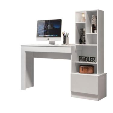 Imagem de Escrivaninha 150cm MDF com Gaveta Mesa Home Office Quarto Computador E