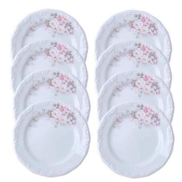 Imagem de Kit 8 Pratos Sobremesa Lanche Eterna Porcelana Schmidt  - Porcelanas S