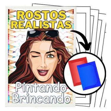 Imagem de 100 Desenhos De Rostos Realistas Para Colorir E Pintar - 50 Folhas Avu
