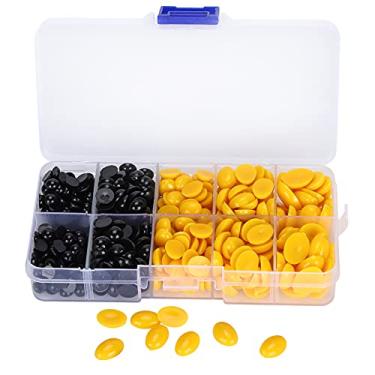 Imagem de Conjunto de narizes de olhos de plástico com 580 peças para bonecas DIY Bichos de pelúcia Ursinho de pelúcia para artesanato Acessórios de resina de superfície lisa durável Vários (580 peças por caixa (amarelo))