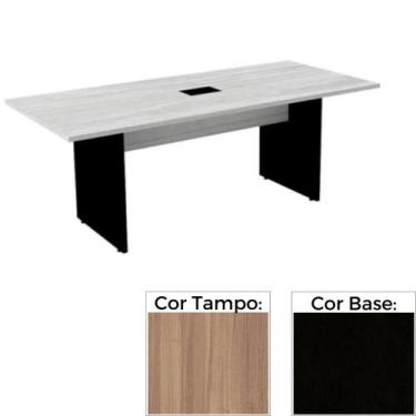 Imagem de Mesa de Reunião com Caixa de Tomada Retangular 260 x 120 cm Pé Painel 