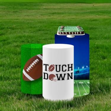 Imagem de MvoVitality Conjunto de capa cilíndrica de elastano com tema de futebol para mesa de sobremesa – touchdown, campo de futebol, designs esportivos – ideal para supertigela, porta traseira e festas