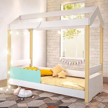 Imagem de Cama Jéssica Solteiro Branco/Menta com LED