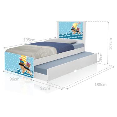 Imagem de Bicama Juvenil Adesivada Ursinho Pirata com Colchões