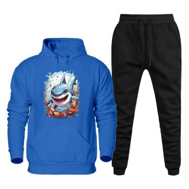 Imagem de Conjunto Casaco de Moletom Plus Size Masculino Estampado Com Calça Moderna Caminhada Dia a Dia