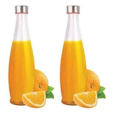 Imagem de 2X Garrafa De Vidro Acqua 1 Lt Tampa Inox E Silicone - 2 Peç