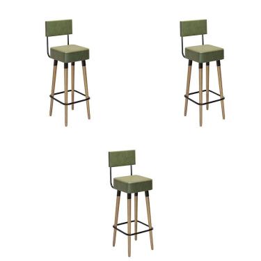 Imagem de Conjunto 3 Banquetas Barcelona Tecido Sintético Verde