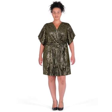 Imagem de City Chic Vestido coquetel feminino plus size - Freya Sparkle, Dourado, 48