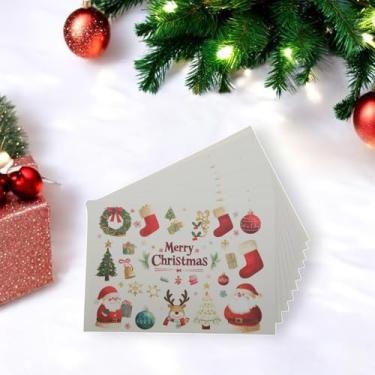 Imagem de 10 peças de cartão de felicitações de Natal Papai Noel com guirlanda de rena papel vermelho verde creme 4,5 x 3,1 polegadas