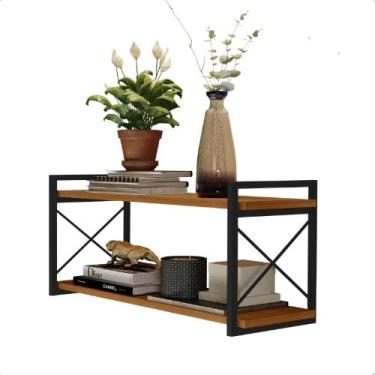 Imagem de Prateleira de Parede Suspensa Nicho Estilo Industrial com 2 Prateleiras Moderno