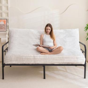 Imagem de YOSHOOT Colchão futon de 15 cm, tamanho casal, futons espessos, sofá-cama, colchão de chão para adultos, enchimento de espuma desfiada (moldura não incluída), médio firme