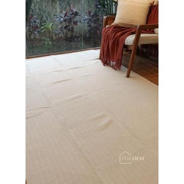 Imagem de Casa Coeva - Tapete Artesanal Algodão Sala Quarto Slim Branco Cru Listrado 150 x 250