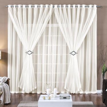 Imagem de Cortina 3 Mts Voal Sala Quarto Para Varão Barata Palha