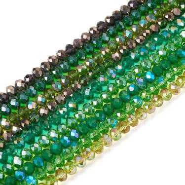Imagem de Spritewelry 585 peças de contas de vidro verde fios de 8 mm contas de cristal Rondelle facetadas contas bicone contas de cristal transparente contas soltas a granel para colar pulseira fabricação de