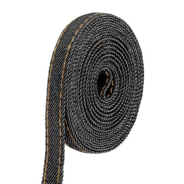 Imagem de PATIKIL Fita jeans de 1 cm x 3,3 jardas, fita fina, tecido de veludo jeans, franjas, rolo para artesanato, embrulho de laço, presente de Natal, grampo de cabelo, costura, decorações de festa, preto