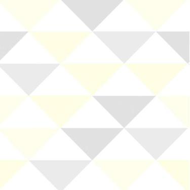 Imagem de Papel De Parede Triangulo Geométrico Amarelo Cinza Branco - LRP