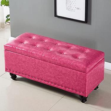 Imagem de Espreguiçadeira retangular, banco de couro para apoio para os pés, banco de quarto estofado moderno, com pernas de madeira, para quarto, pé da cama, sala de jantar, sala de estar, corredor