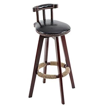Imagem de LULUMAIC Banquetas de bar de madeira de luxo industriais minimalistas estilo nórdico banquetas giratórias de 360 graus