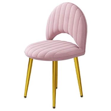 Imagem de Cadeira de jantar, cozinha, sala de jantar, móveis, cadeiras de veludo com pernas de metal, assento e encostos de veludo, cozinha, sala de estar, espreguiçadeiras, balcão, (cor: Rosa)