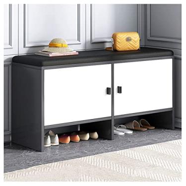Imagem de Banqueta para troca de sapatos de entrada, simples, moderna, macia, almofada de sapato, banco de sofá, banco de várias camadas, banco de armazenamento de sapatos, 90 x 30 x 50 cm, B