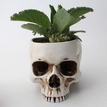 Imagem de Porta-canetas Skull, porta-pincéis de maquiagem, vaso de flores de pla