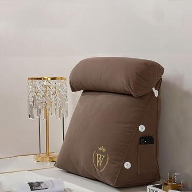 Imagem de HMBLAW Almofada triangular de cunha, almofada de leitura, almofada de apoio lombar com capa removível para sofá, cadeira, suporte para costas, almofada portátil, de pelúcia, para relaxar, braço
