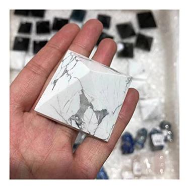 Imagem de URMIBDAI Cheio de textura cristal natural quartzo branco turquesa pirâmide pedra cristal ponto torre decoração de casa artesanato presente feito à mão