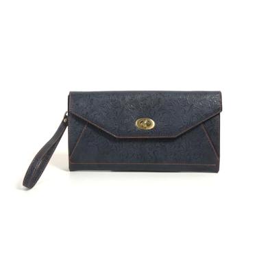Imagem de NIEGDU Bolsa feminina vintage clutch floral com corrente de couro PU em relevo bolsa transversal elegante carteira de pulso, Preto, Medium