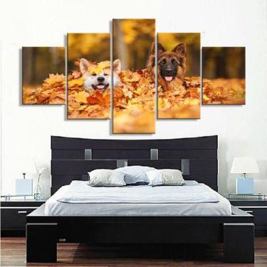 Imagem de Quadros Decorativos 5 Peças Petshop Cachorros Brincando - Quadros Kyme