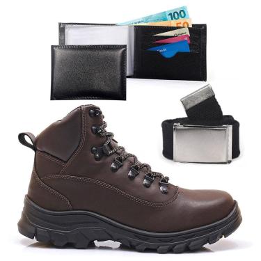 Imagem de Kit Bota Adventure Masculina Com Carteira Cinto Trilha Tracking Confortavel Resistente-Masculino