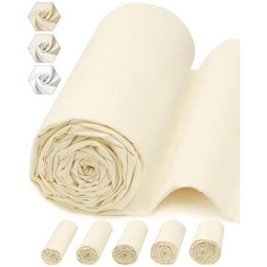 Imagem de FIVEIZERO Tecido de musselina 100% algodão por jarda, 150 cm x 5 metros Material de algodão natural cru – Tecido chita bege de peso médio para costura, acolchoamento, bordado, artesanato e projetos de