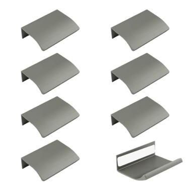 Imagem de MOROBOR Pacote com 8 puxadores de borda de dedo, puxador de gaveta instantâneo autoaderente de ângulo redondo, liga de alumínio, alças invisíveis de guarda-roupa para cozinha, quarto, sala de estar