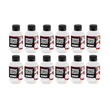 Imagem de Kit com 12 Verniz Para Couro Semibrilho Acrilex 100ml – Acabamento Profissional, Base Água, Proteção Duradoura para Couro Natural e Sintético