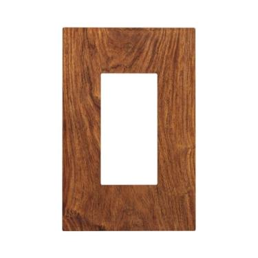 Imagem de Nadoabtm Capas decorativas vintage rústico marrom escuro grão de madeira 1 gangue único interruptor elétrico placa de interruptor de luz placa de cobertura Gfci placas de parede para sala de estar