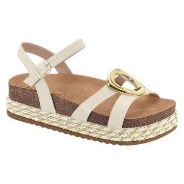 Imagem de Sandalia Feminina Papete Plataforma Fivela Beira Rio 8546207, Branco o