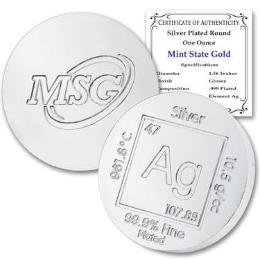 Imagem de Peso de papel puro 0,999 redondo banhado a prata de 28,3 g - Design de elemento com certificado de autenticidade