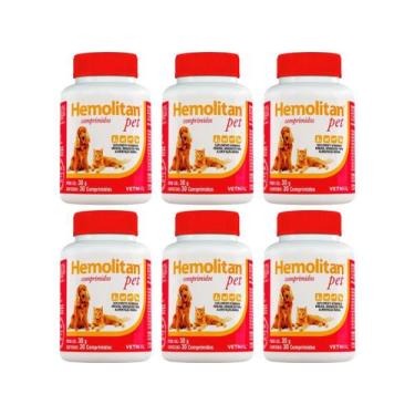 Imagem de Hemolitan Pet 30 Comprimidos - Vetnil - 6 Unidades