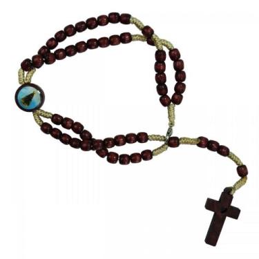 Imagem de 12 Pulseiras de Terço NSra Aparecida - SJO Artigos Religiosos, Marrom