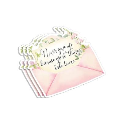 Imagem de (3 peças) Adesivo Never Give Up Because Great Things Take Time Frases motivacionais Citações inspiradoras Decalque de vinil edificante para Tumbler Laptop Garrafas de água Livros Telefone - Tamanho