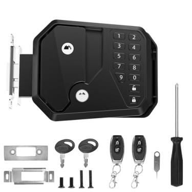 Imagem de DQJMHSEN Fechadura de porta para trailer, entrada sem chave com senha e controle remoto, ajuste universal para trailers de viagem e campistas, trava de 6 x 9 cm