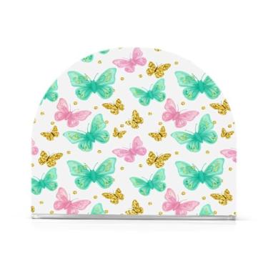 Imagem de xigua Porta-guardanapos de acrílico de borboletas coloridas, porta-guardanapos para mesas cozinha restaurante decoração de casa, suporte decorativo moderno para guardanapos de coquetel de papel de