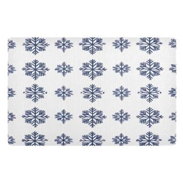 Imagem de STAYTOP Tapete de Natal com flocos de neve para entrada externa 81 x 50 cm, tapete de boas-vindas ao ar livre/interno, tapetes de banho fofos, capacho frontal antiderrapante para entrada, pátio, áreas
